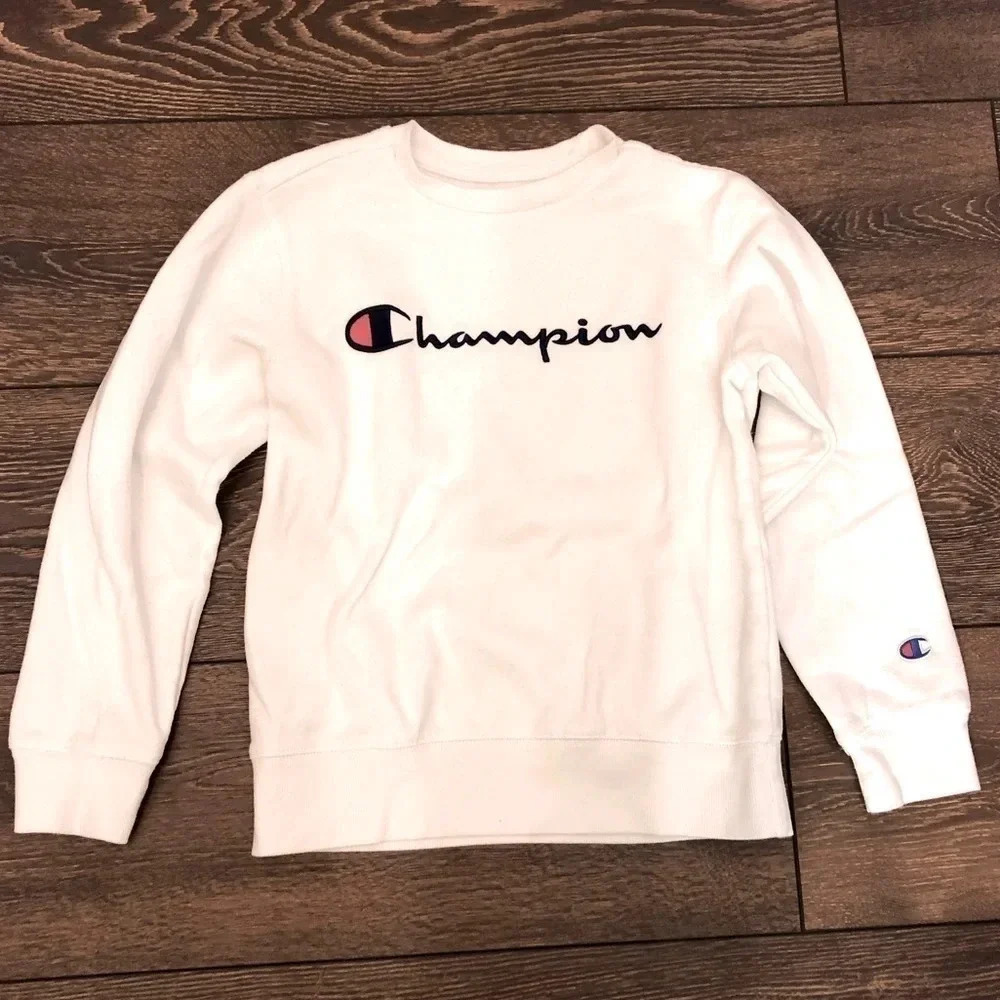 Boys Champion Crewneck White Sweatshirt